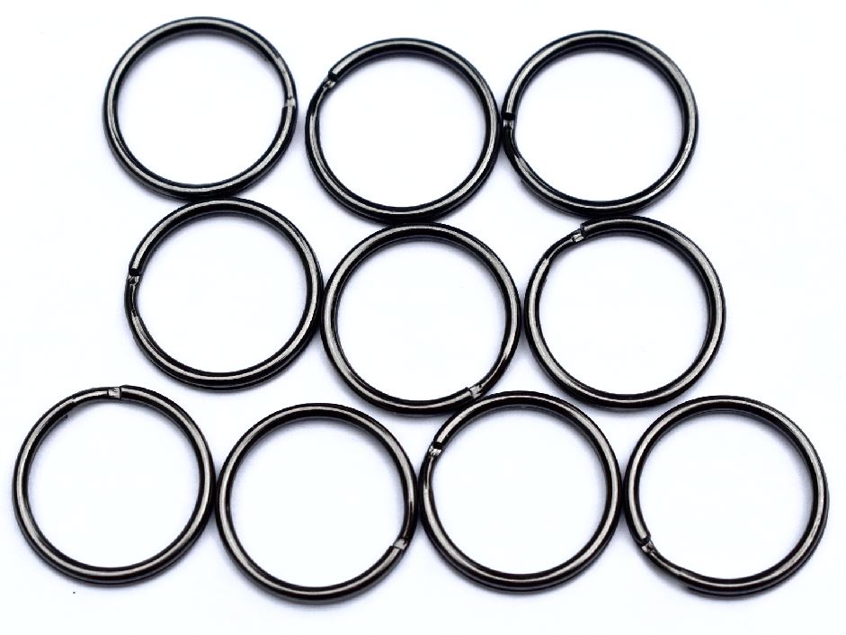 9/16 Black Split Key Rings - Sold In 10 Pieces Increments